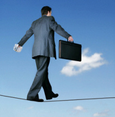 Man on tightwire