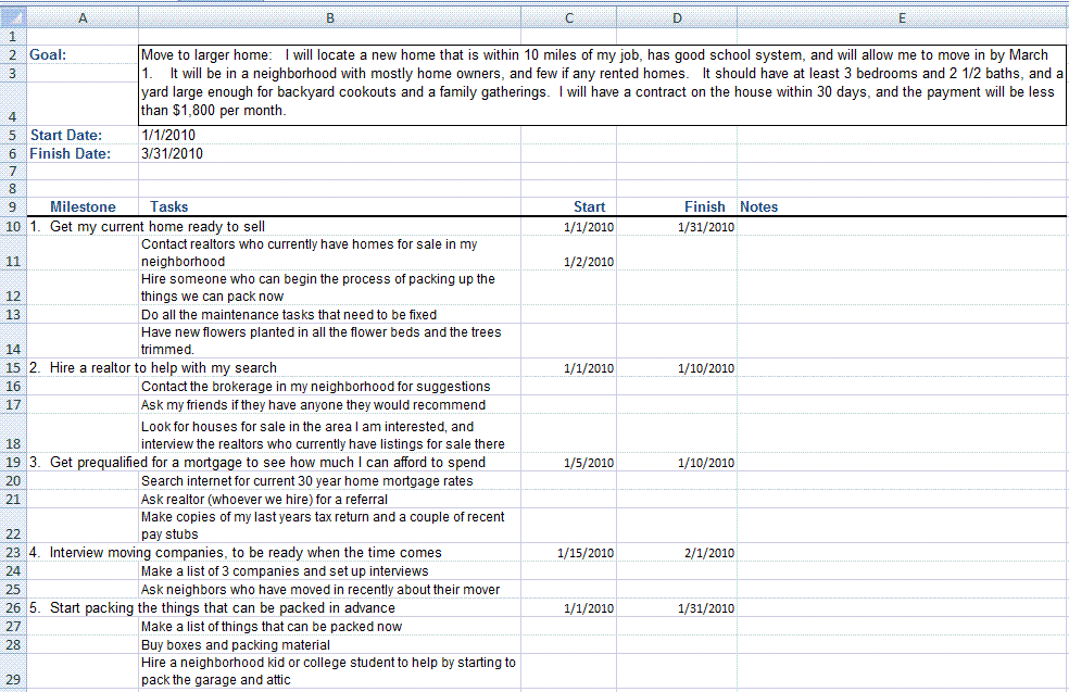 Sample Goal Action Plan Achieving Personal Goals